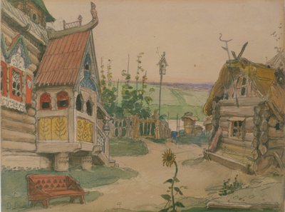Berendeyevka. Diseño de escenario para la ópera La doncella de nieve de N. Rimsky-Korsakov, 1885 de Viktor Mikhaylovich Vasnetsov