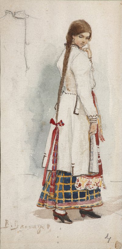 Diseño de vestuario para la ópera Rusalka de A. Dargomyzhsky de Viktor Mikhaylovich Vasnetsov