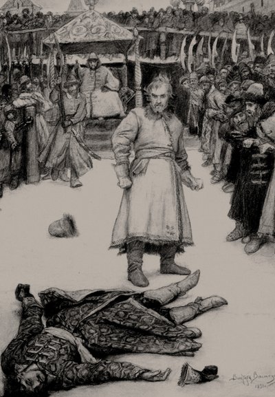Ilustración del poema La Canción del Mercader Kalashnikov de M. Lermontov, 1891 de Viktor Mikhaylovich Vasnetsov