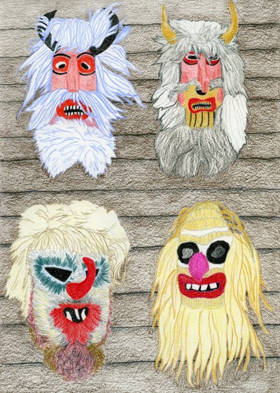 Máscaras folclóricas de invierno de Viktoriia Saunina