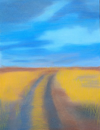 Camino entre campos dorados de Viktoriia Saunina