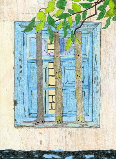 Ventana azul rústica de Viktoriia Saunina