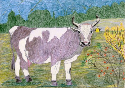 Pastizal de vacas manchadas de Viktoriia Saunina