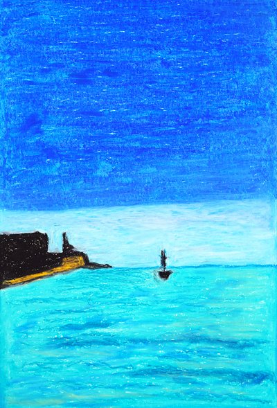 Paisaje marino en azul intenso de Viktoriia Saunina