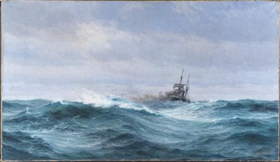 Un barco en tormenta en el Atlántico de Vilhelm Arnesen