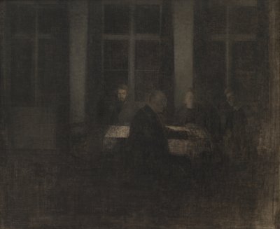Tarde en el salón de Vilhelm Hammershøi