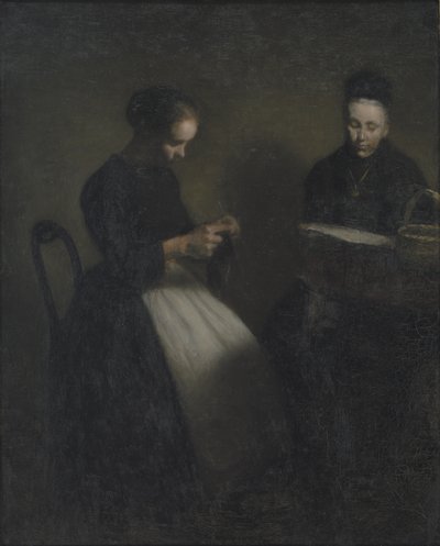 Tarde en el salón. La madre y la esposa del artista de Vilhelm Hammershøi