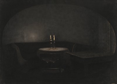 Interior. Luz artificial de Vilhelm Hammershøi