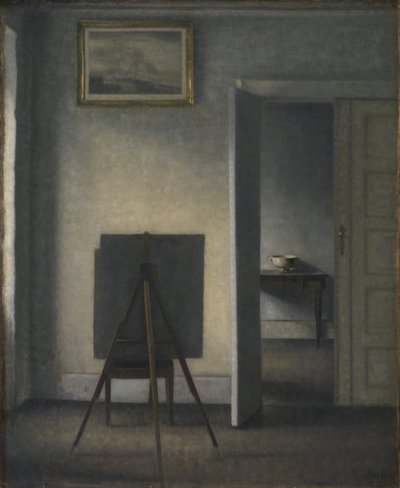 Interior con el caballete del artista de Vilhelm Hammershøi