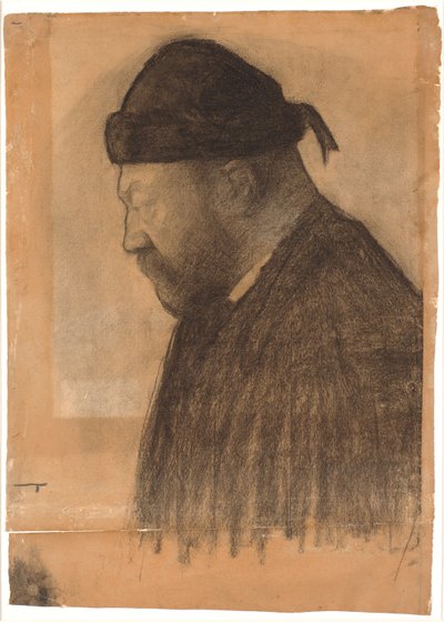 Retrato de Thorvald Bindesbøll de Perfil hacia la Izquierda de Vilhelm Hammershøi