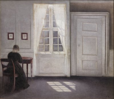 Sala en Strandgade con sol en el suelo de Vilhelm Hammershøi