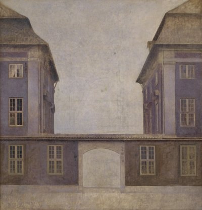 Los edificios de la Compañía Asiática, vistos desde la calle St. Annæ, Copenhague de Vilhelm Hammershøi