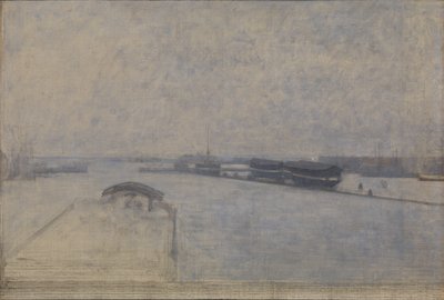 El puerto de Copenhague visto desde Kvæsthusgade de Vilhelm Hammershøi