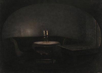 Interior, Luz artificial de Vilhelm Hammershoi