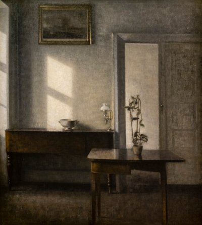 Interior con una maceta de flores, Bredgade 25 de Vilhelm Hammershoi