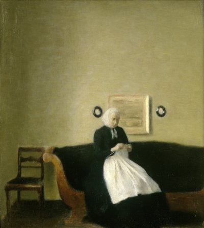 Interior con la Madre del Artista de Vilhelm Hammershoi