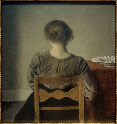 Joven mujer. Pausa de descanso de Vilhelm Hammershoi