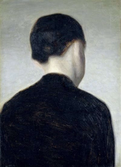 Figura Sentada, Vista desde Atrás (Anna Hammershoi) 1884 de Vilhelm Hammershoi