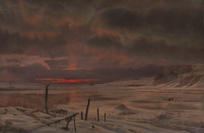 Una noche de invierno junto a un fiordo danés de Vilhelm Kyhn