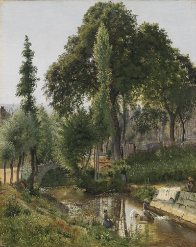 Paisaje de Saboya. Mujeres lavando ropa en el río de Vilhelm Kyhn