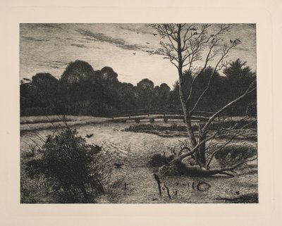 Puesta de sol en un bosque de Vilhelm Kyhn