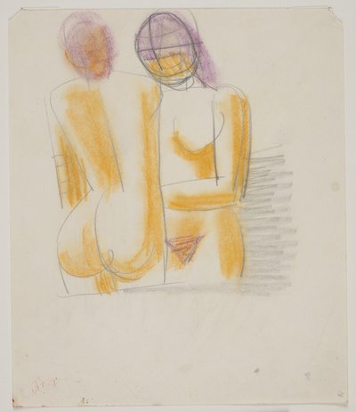 Estudio de composición con 2 mujeres desnudas de pie de Vilhelm Lundstrøm