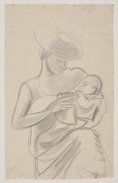 La esposa del artista con la hija recién nacida Dorte de Vilhelm Lundstrøm
