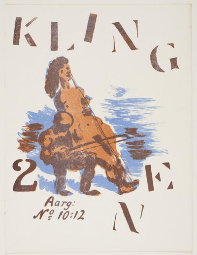 Hombre tocando un cuerpo de mujer. Portada de Klingen II, núm. 10-12 de Vilhelm Lundstrøm