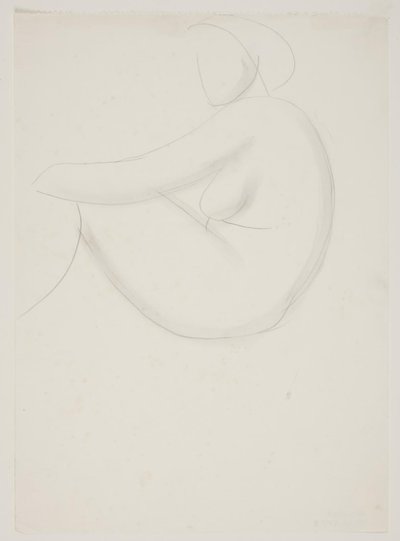 Modelo femenino sentado, visto de lado. Estudio para mosaico en la piscina de Frederiksberg de Vilhelm Lundstrøm
