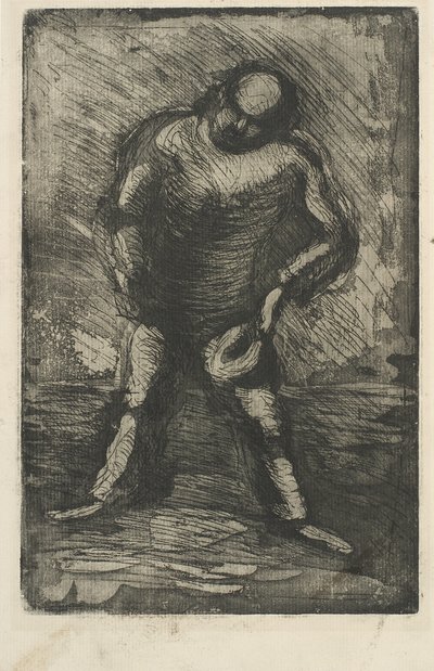 Hombre agachado con el sombrero en la mano de Vilhelm Lundstrøm