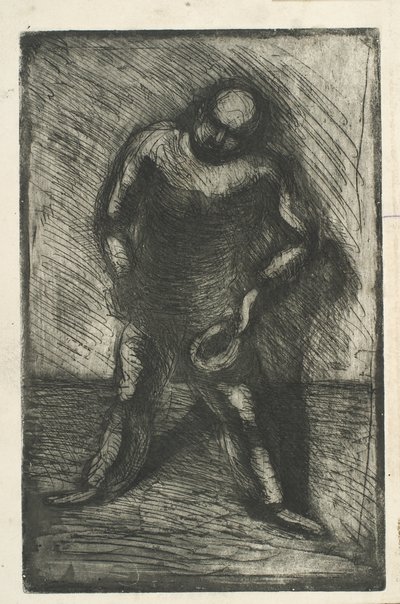 Hombre sentado con el sombrero en la mano de Vilhelm Lundstrøm