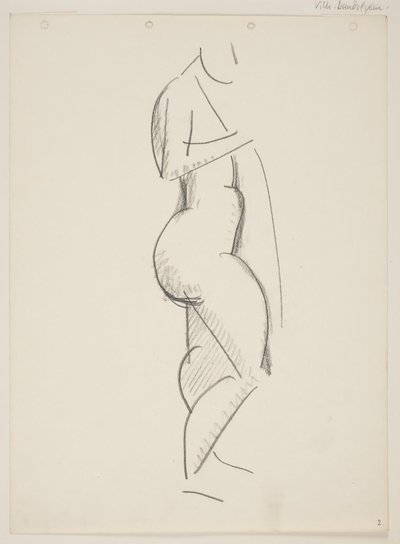 Mujer desnuda de pie, perfil a la derecha, con un drapeado en la mano de Vilhelm Lundstrøm