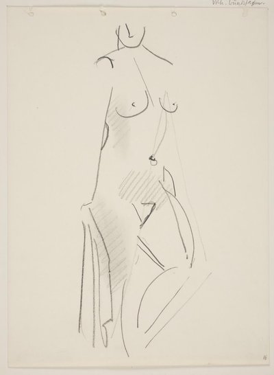 Mujer desnuda de pie, mirando a la derecha de Vilhelm Lundstrøm