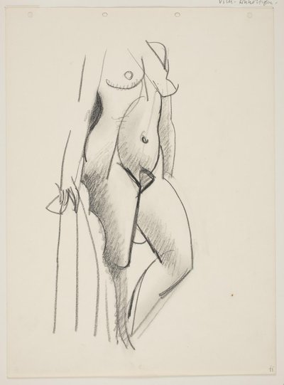 Mujer desnuda de pie, vuelta hacia la derecha, con un drapeado en la mano de Vilhelm Lundstrøm