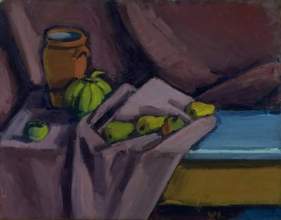 Naturaleza muerta con jarra y frutas de Vilhelm Lundstrøm