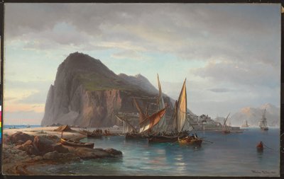 Embarcaciones frente a Gibraltar, 1880 de Vilhelm Melbye