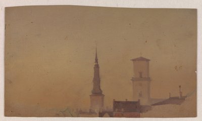 Estudio de las agujas de la iglesia de Petri y la catedral de Nuestra Señora de Vilhelm Petersen