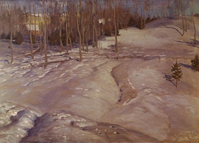 Paisaje de invierno. Tarde de marzo de Vilhelms Purvitis