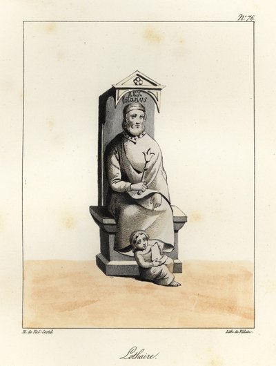 Estatua de Lothair I, Lothar I, emperador carolingio, rey de Italia y de la Francia Media, 795-855 de Villain Villain