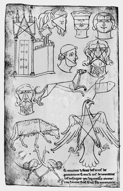 Ms Fr 19093 fol.18v Varios dibujos (copia facsímil) de Villard de Honnecourt