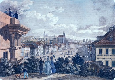 Mercado de caballos en la Plaza Wenceslao, Praga, 1835 de Vincenc and Geissler, F. Morstadt