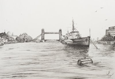 HMS Belfast en el río Támesis, Londres, 2006 de Vincent Alexander Booth