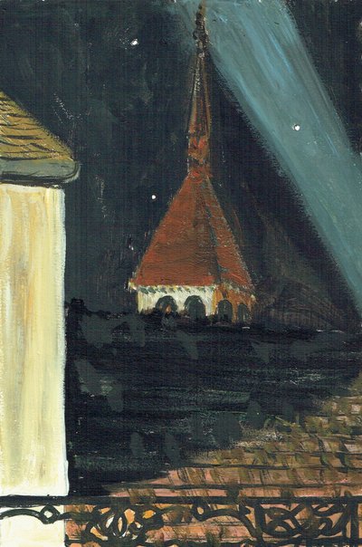 vista de los tejados de Laignes Francia de noche de Vincent Alexander Booth
