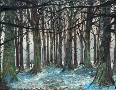 Ciervo y corredor en Lyme Park, 2016 de Vincent Alexander Booth