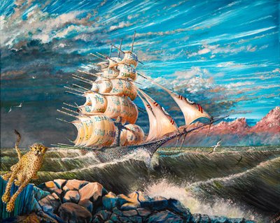 Creadores de tormentas Lago Nyasa 2, 2024 (óleo sobre lienzo) de Vincent Alexander Booth