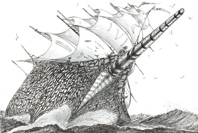 Creadores de tormentas Estrecho de Wellington, 2023 (tinta y lápiz sobre papel) de Vincent Alexander Booth