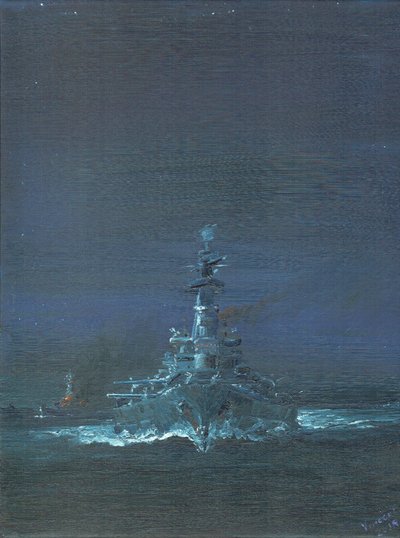 USS Washington avista Kirishima en el radar en Guadalcanal 1942 de Vincent Alexander Booth