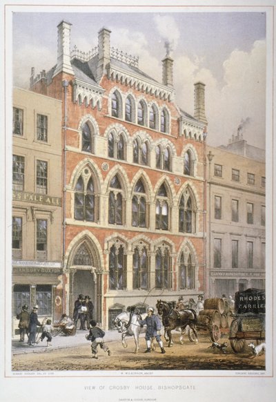 Crosby Hall en el no 95 Bishopsgate, Ciudad de Londres, 1860 de Vincent Brooks