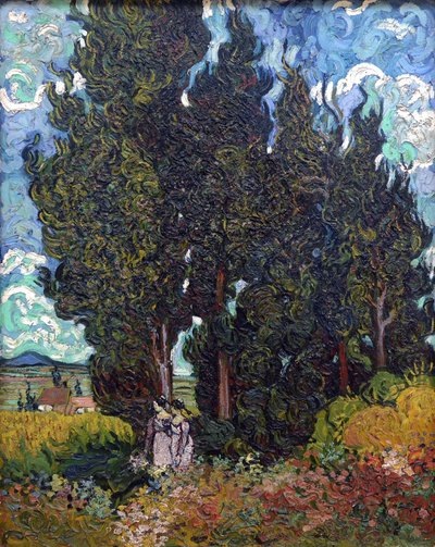 Cipreses con dos figuras, 1889-1890 de Vincent van Gogh