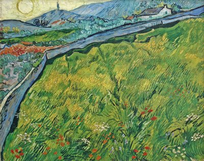 Campo de trigo cerrado con sol naciente, 1889 de Vincent van Gogh